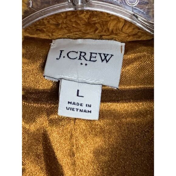 J. Crew Women's Jacket Fleece Sherpa Funnel Neck Teddy Brown Cozy Soft Zip Up L - Picture 5 of 7